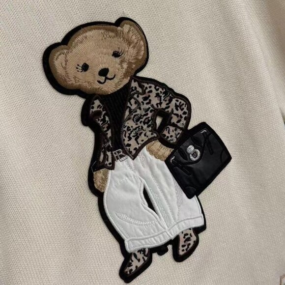 Polo Ralph Lauren Leopard bear pattern apricot sweatere - Picture 5 of 7